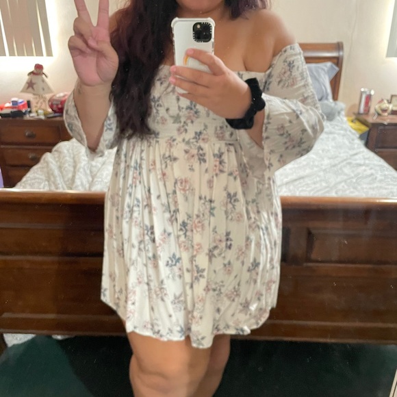 torrid Dresses & Skirts - PLUS SIZE OFF THE SHOULDER FLORAL WHITE DRESS